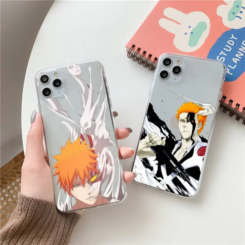 

Anime Japan Bleach Kurosaki Ichigo Phone Case Transparent for iPhone 11 12 13 mini pro XS MAX 8 7 6 6S Plus X 5S SE XR 2020