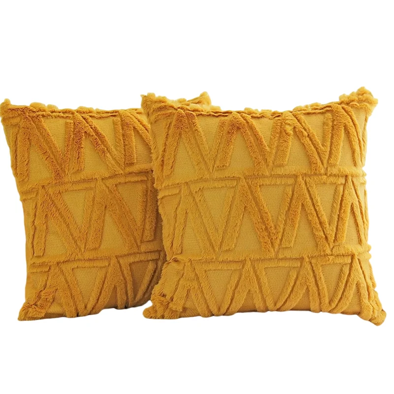 

Inyahome Set of 2 Soft Plush Short Wool Velvet Decorative Throw Pillow Covers Square Luxury Style Cushion Case Pillow Shell