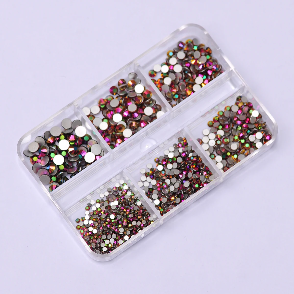 

6 Grids Vitrail Medium Glass Nails Art Rhinestones SS4-SS16 Round Flatback Diamonds 3D DIY Design Charm Gems Nails Accessories