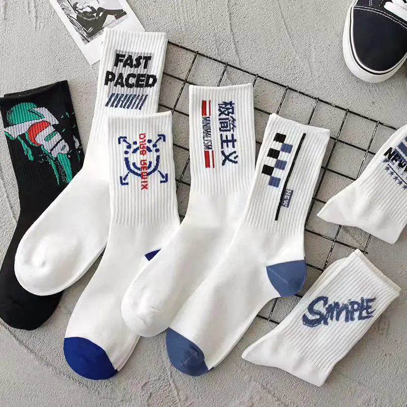 5 Pairs Cotton Socks Men Socks Set Fashion Harajuku Cartoon Socks Sports Run Stocking Funny Monster Socks Women Socks Wholesale