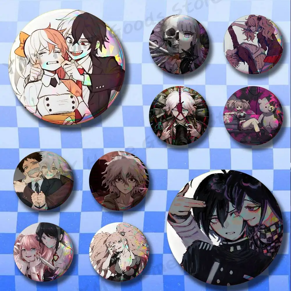Фото Значки D-Danganronpa с персонажами Чиаки Джунко и Кокичи, мультяшные значки-броши для украшения сумок, обуви, подарки-украшения №1