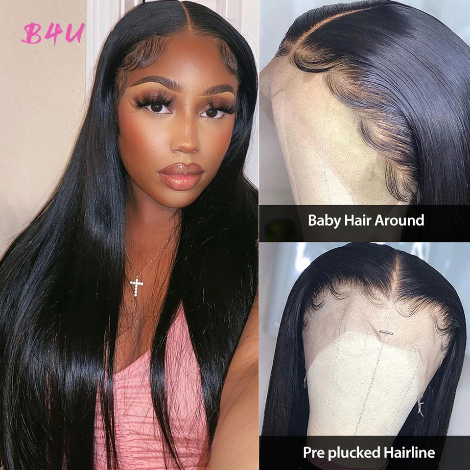 

13x4 Straight Lace Front Human Hair Wigs Pre Plucked Remy Brazilian 4x4 Lace Closure Wig For Women Transparent Lace Frontal Wigs