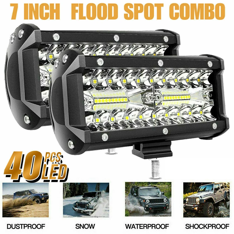 1Pcs 7 inch LED Bar Light 3 Rows Work Light Combo Beam for Driving Offroad Boat Car Tractor Truck 4x4 SUV 12V 24V Headlight