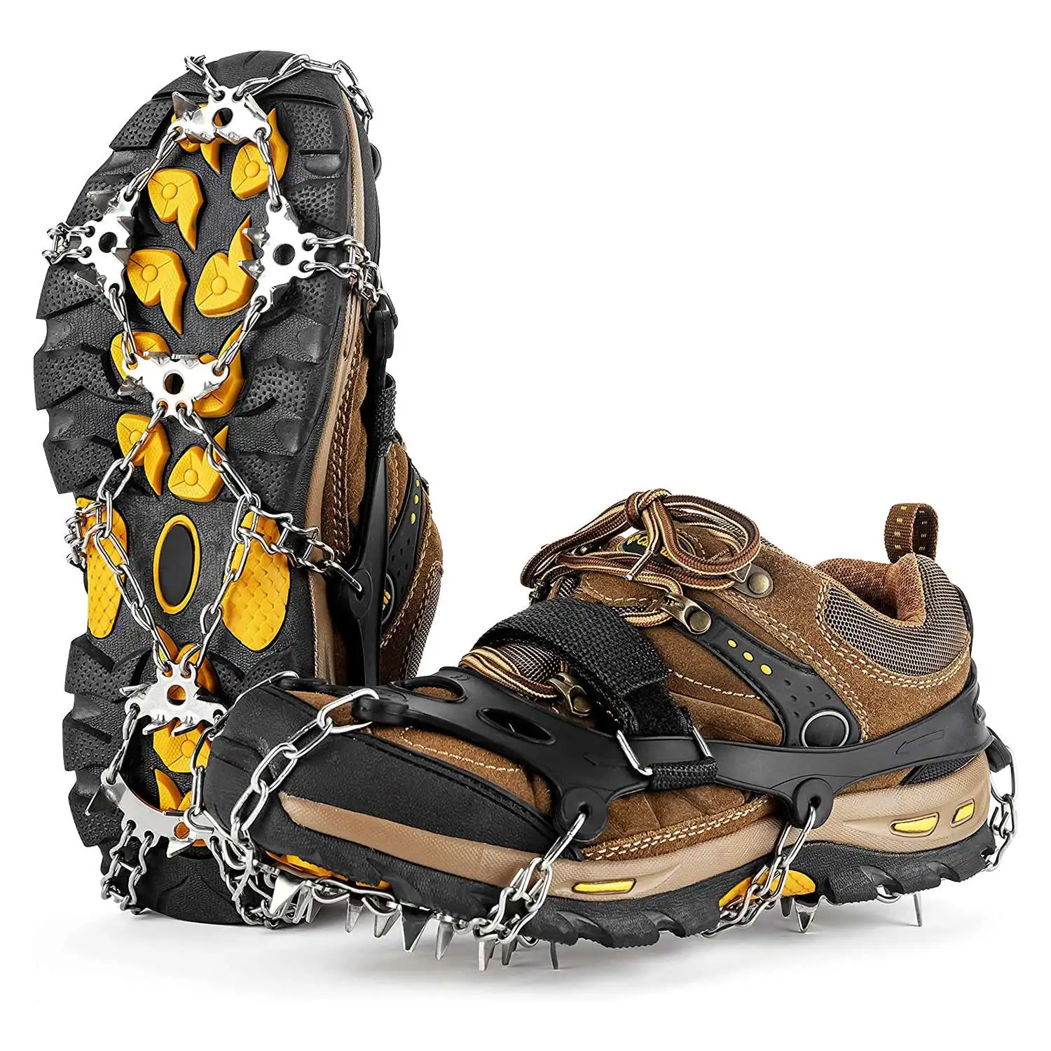 

1 Pair 24 Teeth Crampons Non-Slip Ice Snow Climbing Anti-Slip Shoe Covers Spike Cleats Crampons Anti-Slip Overshoes,L