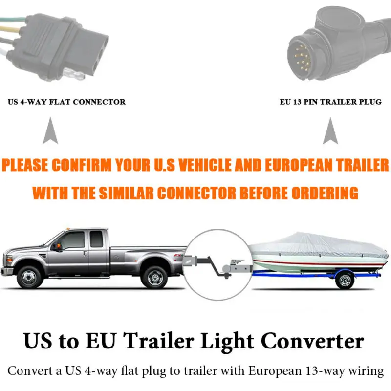 

1 X Light Converter US 4Pin To EU 7Pin Trailer Adapter Lead Converter With Cable Wiring Connector 12V Plug Socket
