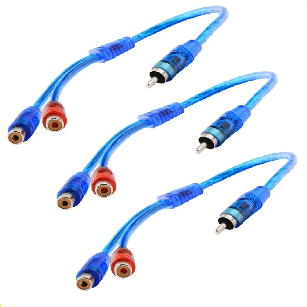 

1/3 шт. автомобильный аудиокабель 1 штекер на 2 гнезда RCA адаптер провод аксессуары и разветвитель кабеля