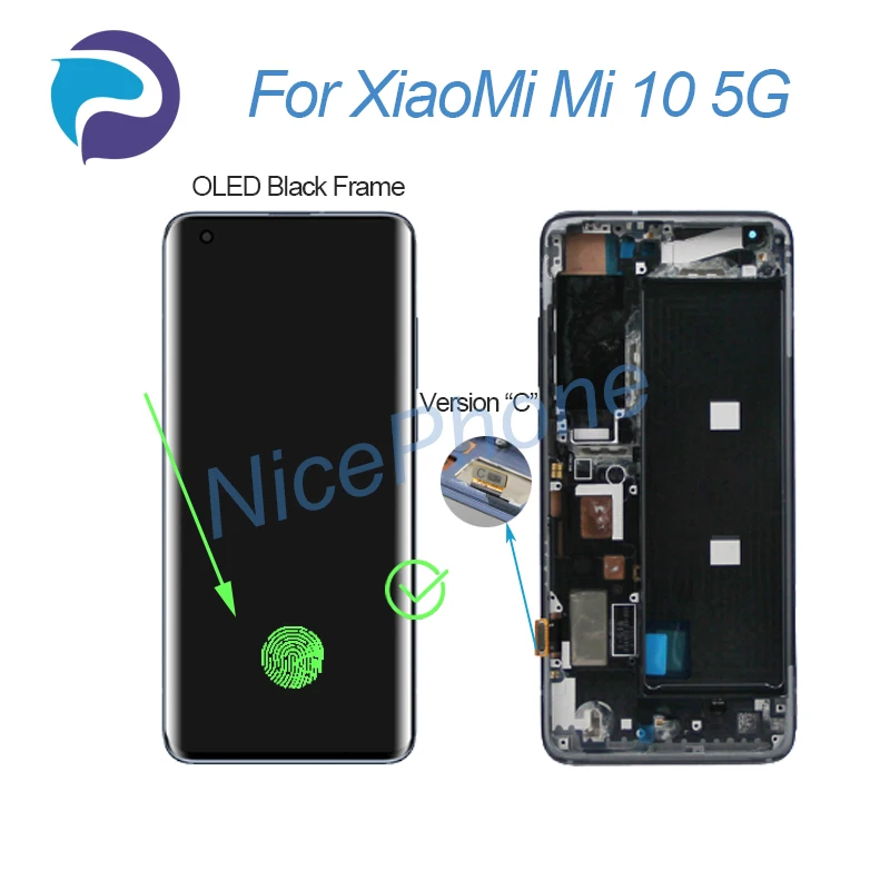 Фото Для XiaoMi Mi 10 5G ЖК-дисплей с цифровым преобразователем сенсорного экрана в сборе M2001J2G/I, Mi 10 Mi 10 5G ЖК-экран №4
