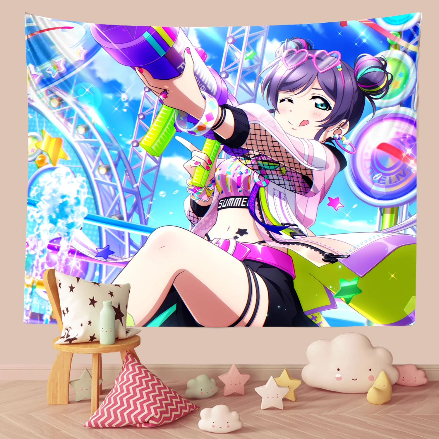 Хиппи девушка аниме гобелен с героями мультфильмов висячий фон тканевое