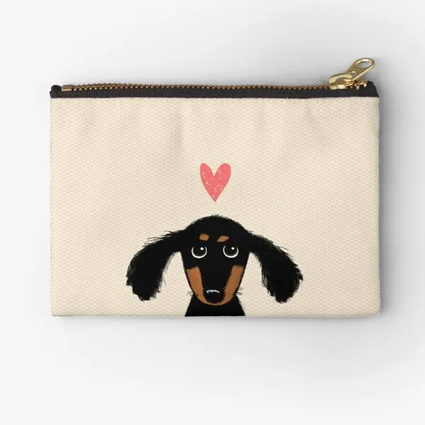 

Dachshund Puppy Love Cute Black And Ta Zipper Pouches Men Panties Pocket Socks Wallet Key Coin Packaging Underwear Women Small