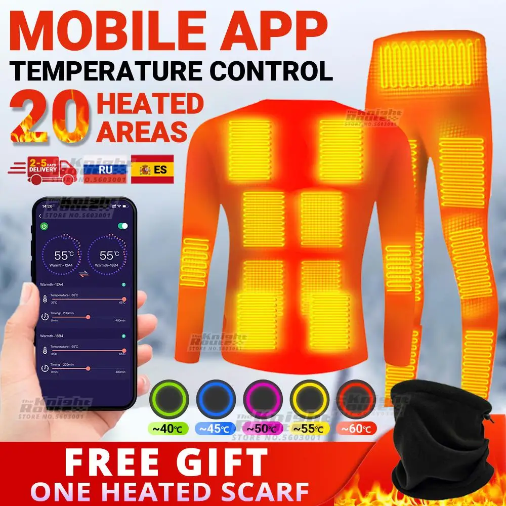 Winter Heated Vest Heated Jacket Suit Smart Phone APP Control Temperature USB Men's Women's Thermal Underwear Warm Clothing Man