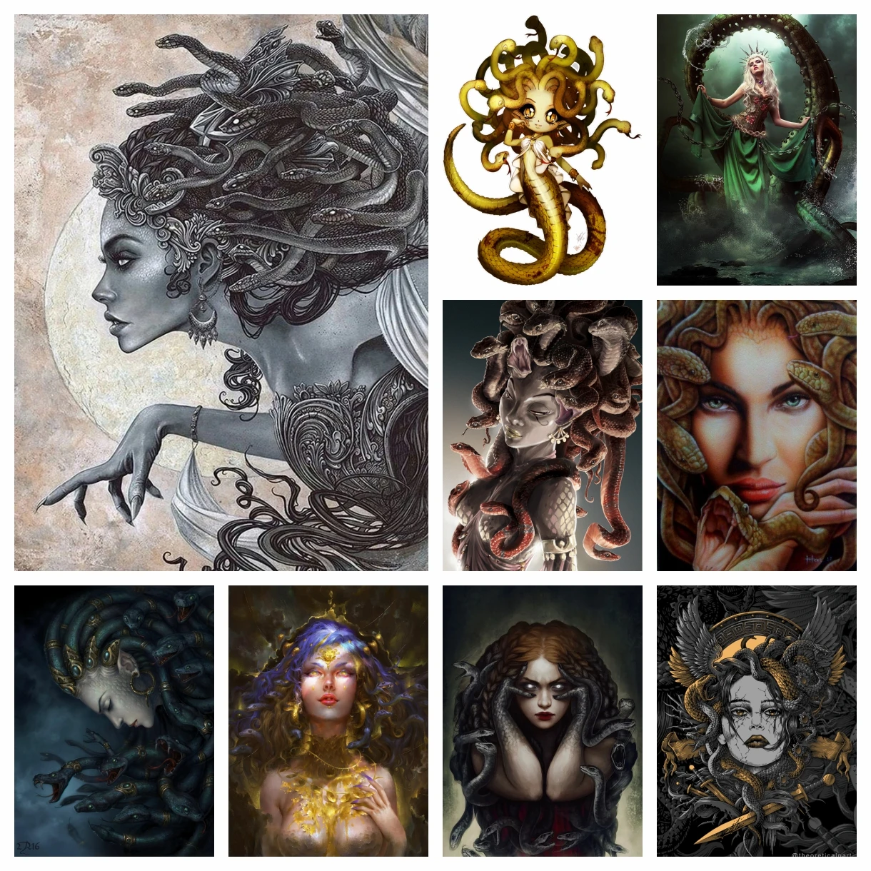 

Mystical Fantasy 5D Full Diamond Painting Medusa Snaker Woman Mosaic Rhinestone Darkness Artwork Cross Stitch Kit Craft Decor