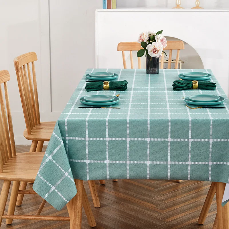 

Lattice Rectangle Table Cloth Waterproof Pastoral PVC Plastic Kitchen Tablecloth Oilproof Decorative Elegant Fabric Table Cover