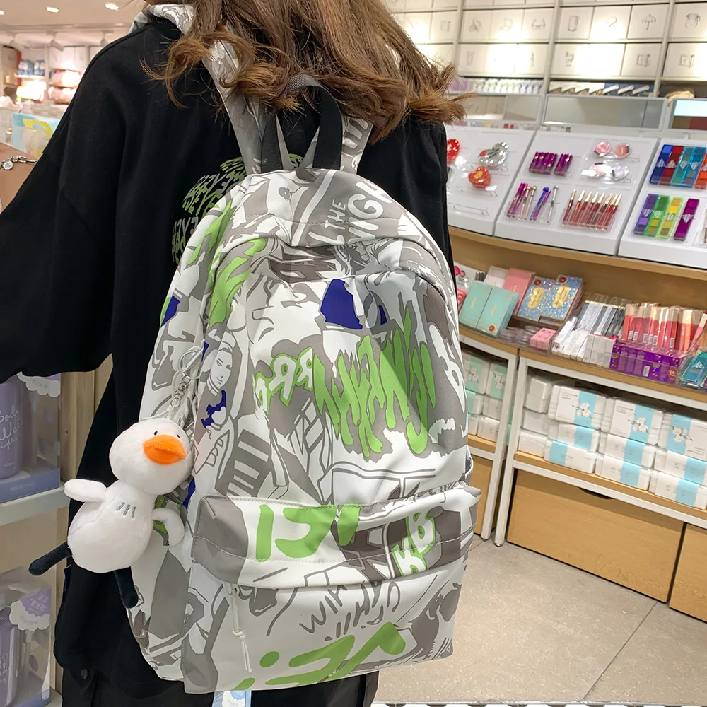 

Fashion Girl Boy Graffiti Print Harajuku Backpack Waterproof Men Lady Travel Bag Women Cute Backpacks Female Laptop Student Bags