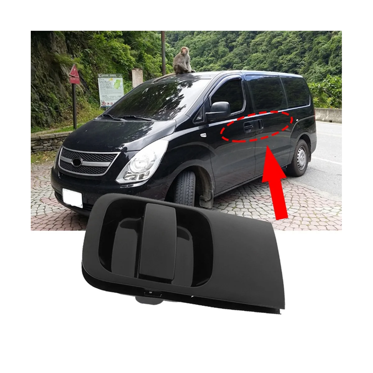 

For Hyundai H1 Grand Starex Imax I800 2005-2018 Sliding Door Outer Handle Black 83650-4H100 Left