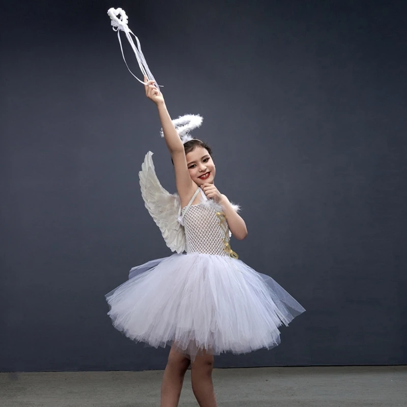 

Юбка-пачка для девочек, повязка на голову, палочка, костюм ангела, женский костюм, 3 шт.