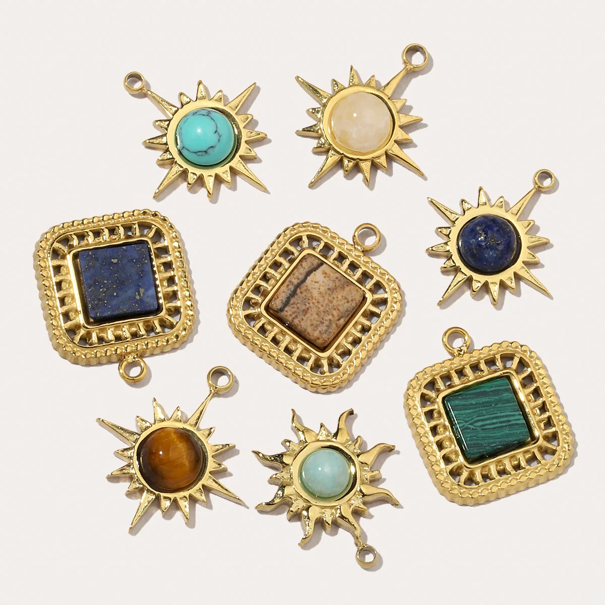 3 шт./лот французское солнце натуральный камень нержавеющая сталь подвески