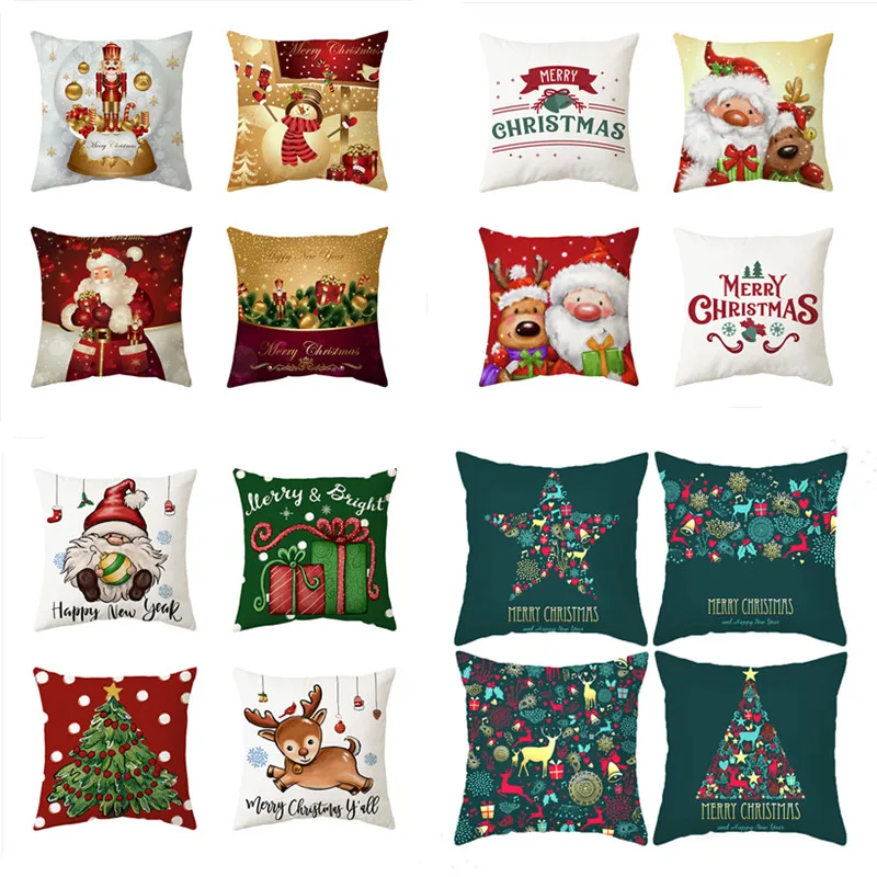 

45cm Santa Pillowcase Snowman 2023 Xmas Gifts 2022 Christmas Decor Home Merry Christmas Ornament Xmas Gifts Sofa Cushion Cover