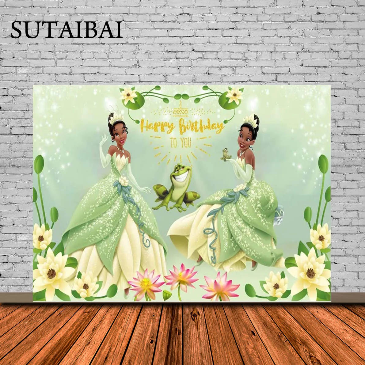 Princess Tiana Backdrop for Birthday Party Banner Decorations Happy Birthday Princess and The Frog Photography Background