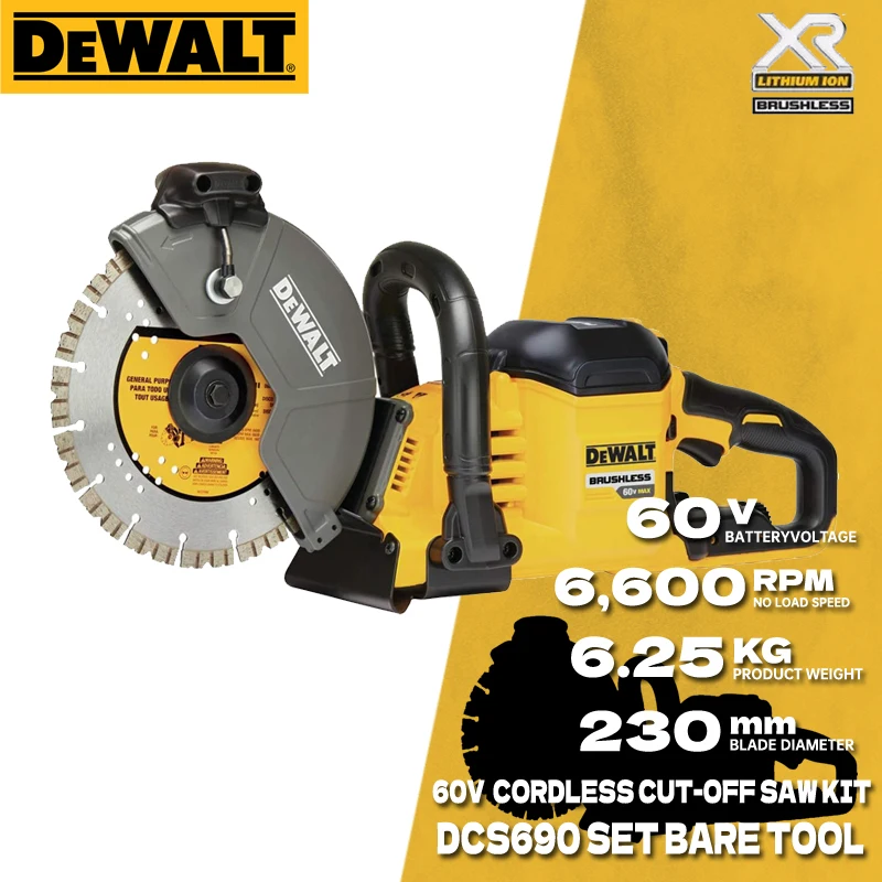 DEWALT DCS690 60V MAX Masonry Saw 9 in. Brushless Cordless Cut-Off Saw Bare Tool Circular Saw Cutter Power Tool