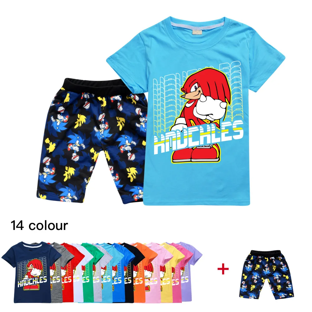 

2022 New Disney Baby Girl Boy Clothes Summer Cartoon Cotton Kids Short Sleeve T-Shirt + Printed Shorts 2 Piece Set Kids Set
