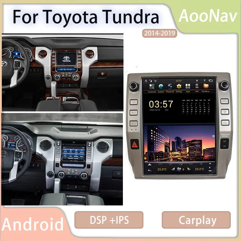 

Android 2 Din Vertical Car Radio For Toyota Tundra 2014-2019 GPS Navigation Multimedia Player Tesla With DVR Support Carplay