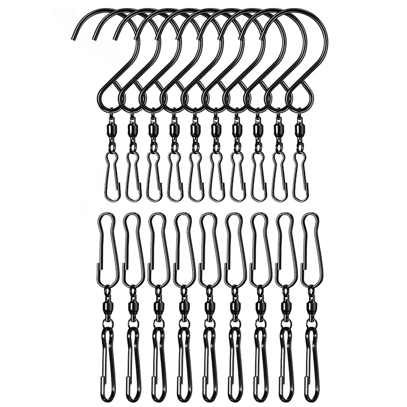 

JFBL Hot 40 Pack Dual Wind Spinner Swivel Hook 360 Degree Rotating Windsock Chime Supplies Hanger Swivels Clip Hanging Hooks