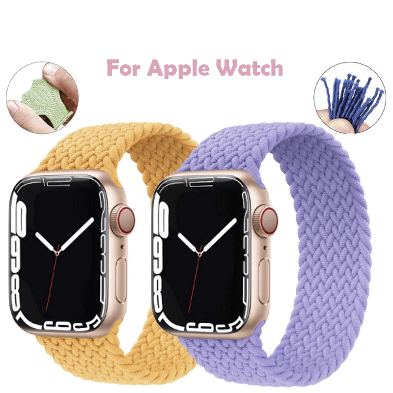 

Nylon Elastic Strap for Apple Watch Series 7 6 5 4 SE 3 2 Braided Solo Loop for iWatch Bracelet 38MM 40MM 41MM 42MM 44MM 45MM