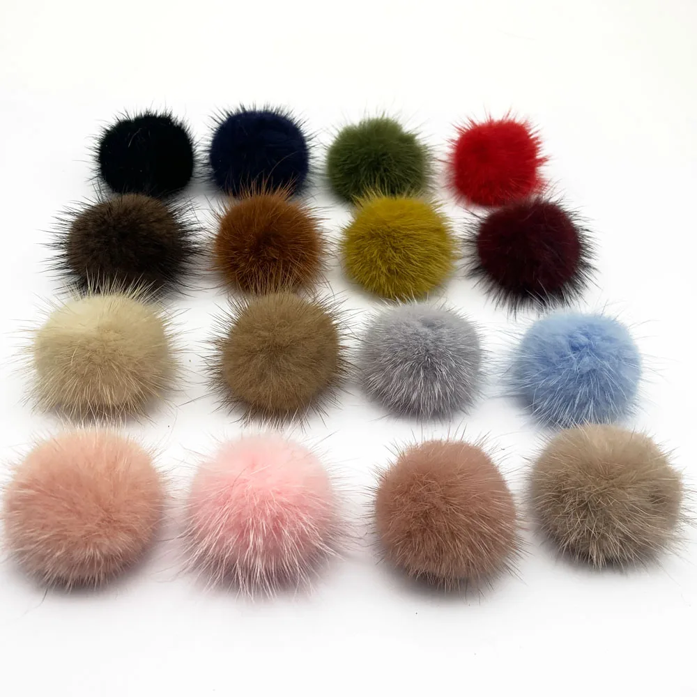 4.5см Красочный меховой помпон из норки для пришивания на вязаный брелок, шарф, обувь, шапки, ювелирные изделия, рукоделие и аксессуары.