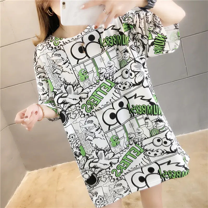 Весна-лето 2024 корейская темная футболка Harajuku Bf с показом ветра женская нишевая