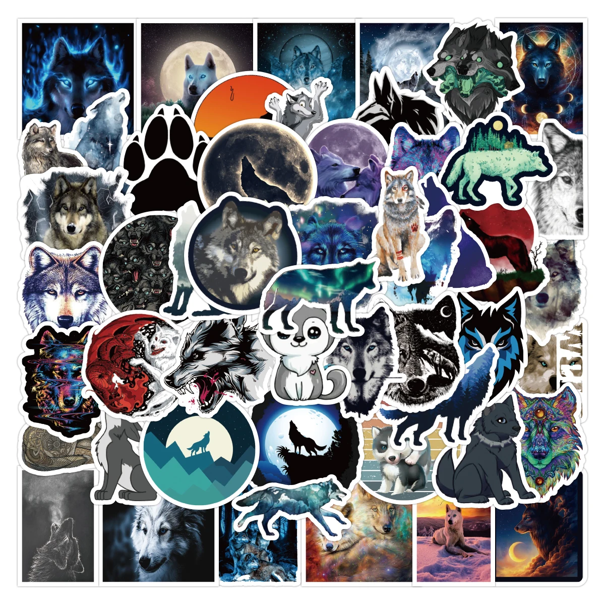

50PCS Wild Animal Wolf Graffiti Anime Stickers Pack Luggage Notebook Skateboard Stationery Laptop Waterproof Vinyl Stickers Toys