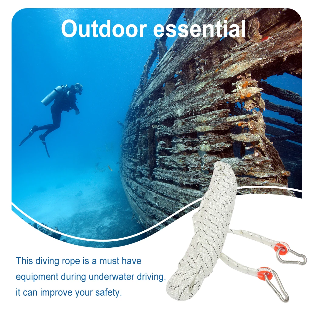 

Diving Rope Quick Release Buckle Portable Mountaineering Climbing Lanyard with Carabiner Sports Accessories 20m