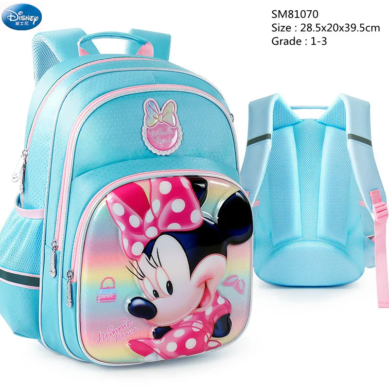 Disney Minnie School Bags For Girls Primary Student Shoulder Orthopedic Backpack Grade 1-3 Large Capacity Kids Gifts Mochilas