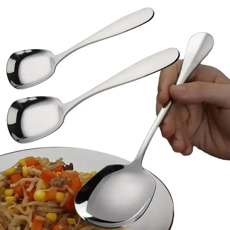

Ice Cream Spoons Stainless Steel Square Head Cream Dipper Dual-Purpose Ice Cream Silver Flat Spoon Universal Kitchen Accessory