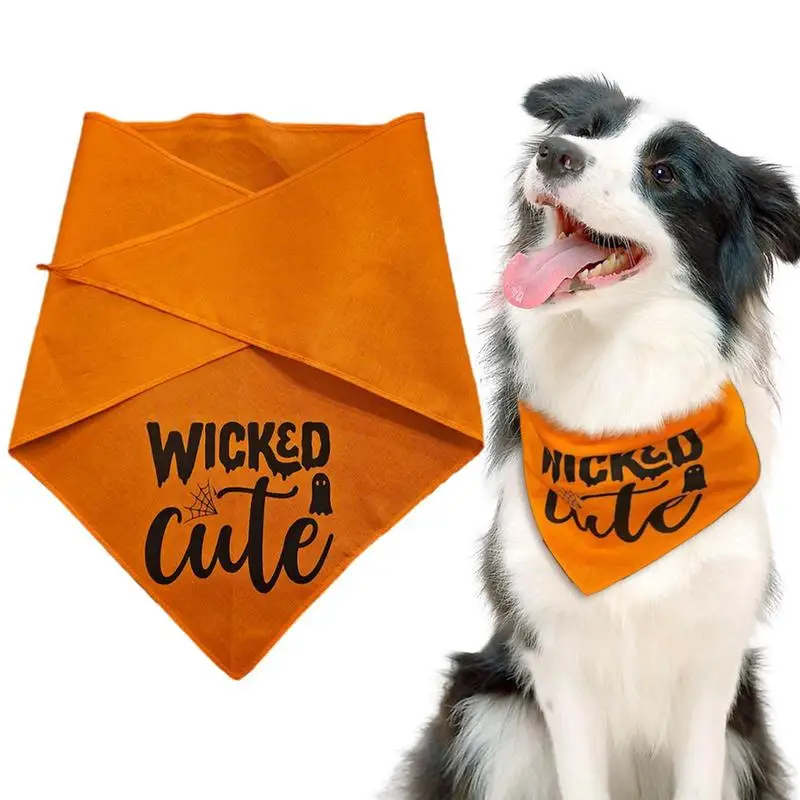 

Halloween Dog Scarf Triangle Bibs Scarf For Doggie Puppy Orange Washable Pet Neckerchief Dog Bibs Adjustable Bandana For Dogs