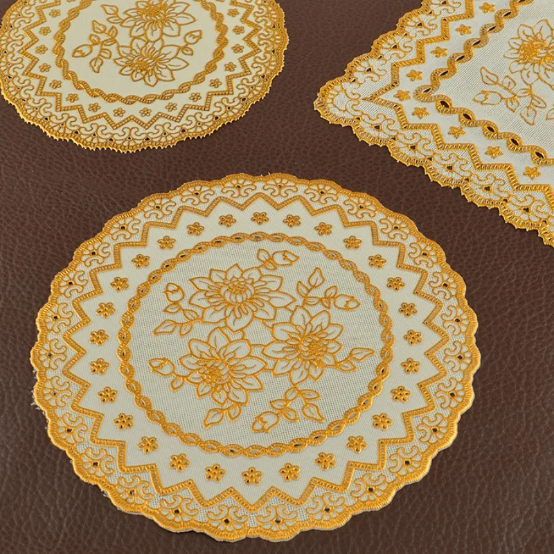 

Small PVC European Style Gilding Round Household Table Vase Cushion Cup Cushion Insulated Cup Cushion