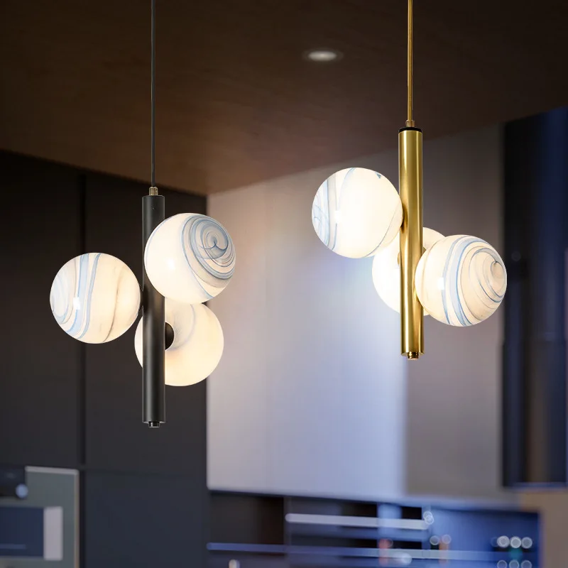 

Luxurious Pendant Lights Modern Nordic Style LED Glass Balls Gold Small Droplight Study Hanging Lamp Dining Room Bedroom Light