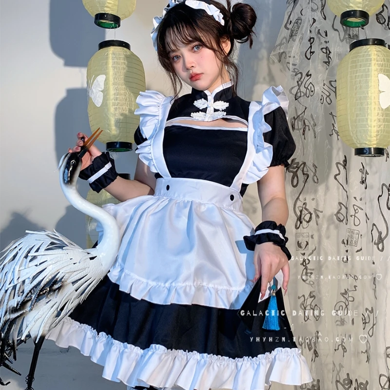 

2023 Plus Size Anime Maid Chinese Classical Cheongsam Dress Japanese Kawaii School Girl Party Outfits Sweet Lolita Maid Cosplay