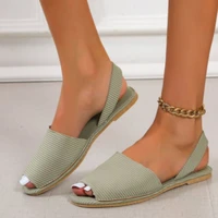 summer womens sandals peep toe flat shoes slip on shallow female footwear two piece woman sandalias 2022 fashion plus 43