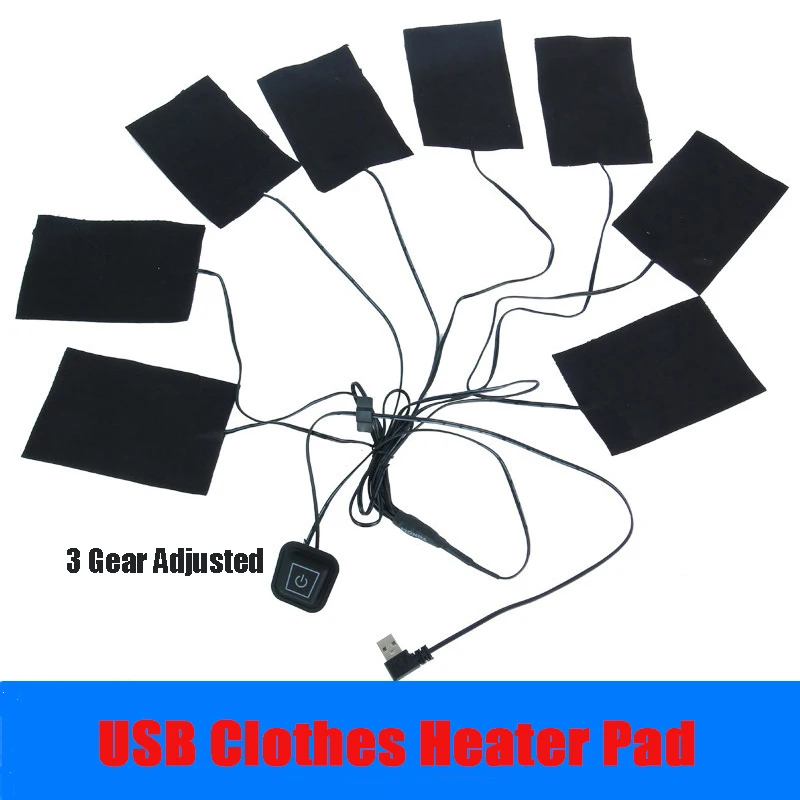 

USB Clothes Heater Pad With 3 Gear Adjustable Temperature Electric Heating Sheet Heating Warmer Pad For Vest Jacket 3/5/8 sheet