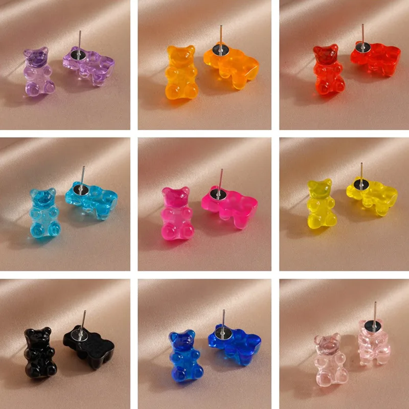 

Cute Gummy Bear Stud Earrings for Women Candy Colors Animal Dangle Earrings Brincos Femme Girls Party Holiday Jewelry Gifts