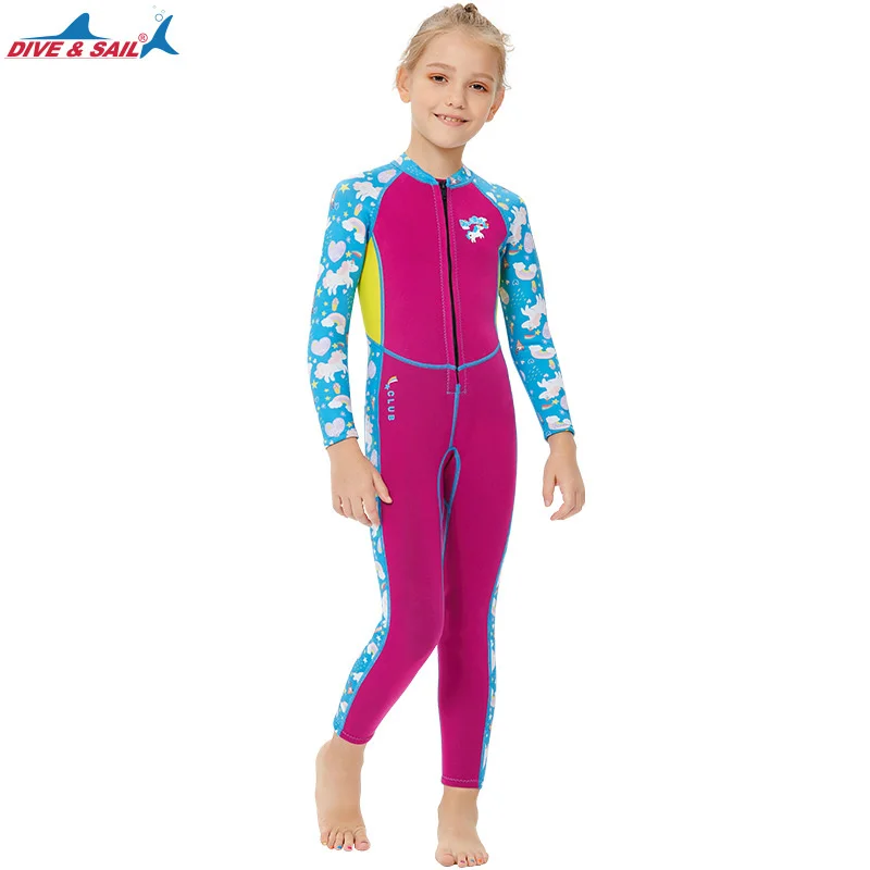 

Girl. Children. Swimsuit En Uma Ask En Body Whole En Sleeve Long Wetsuit 2.5mm Protection Uv L24; Heat-1240; Suit En Drying Fast