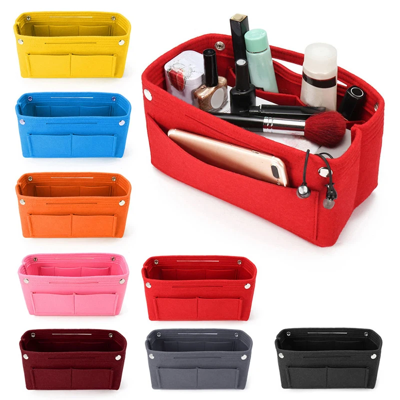 

1PC Multi-Pocket Travel Insert Felt Organizer Bag Purse Handbag Portable Dorm Room Cosmetic Storage Bags Bathroom Organizer