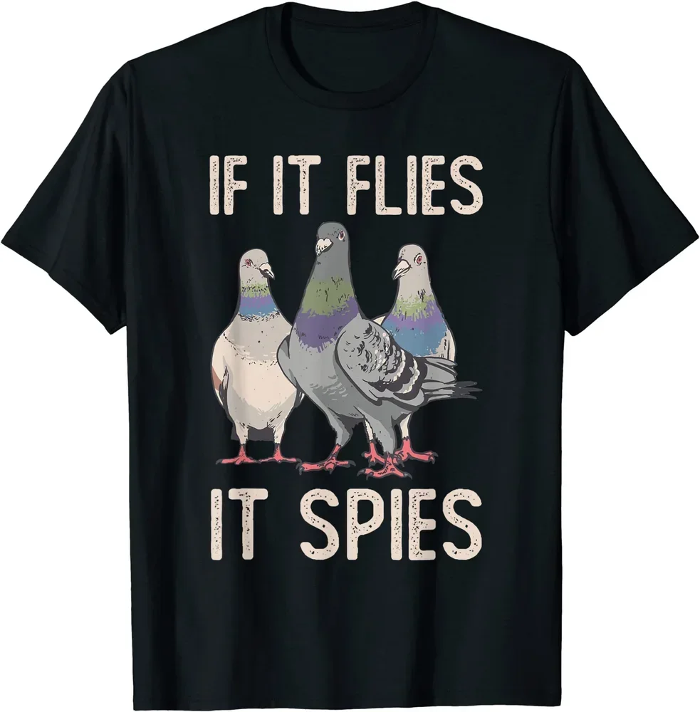 Футболка Funny Birds Pun Pigeon If It Flies Spies Are Liars с короткими рукавами винтажная новинка топы