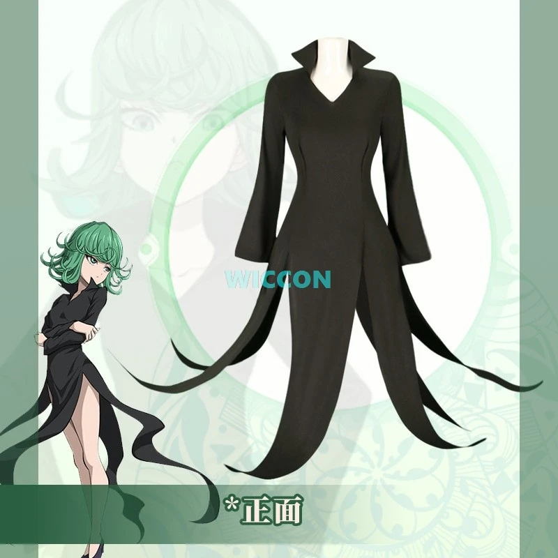 Фото Костюм для косплея по аниме «Торнадо ужаса» (Senritsu No Tatsumaki), парик, черное платье, сексуальный наряд для карнавала, вечеринки, Хэллоуина, комплект для взрослых №2