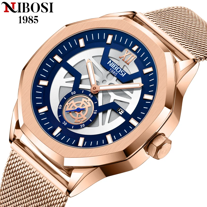 

NIBOSI 2023 Mens Watches Luxury Brand Fashion Skeleton Quartz Watch Men Sport Wristwatch Waterproof Clock Male Relogio Masculino