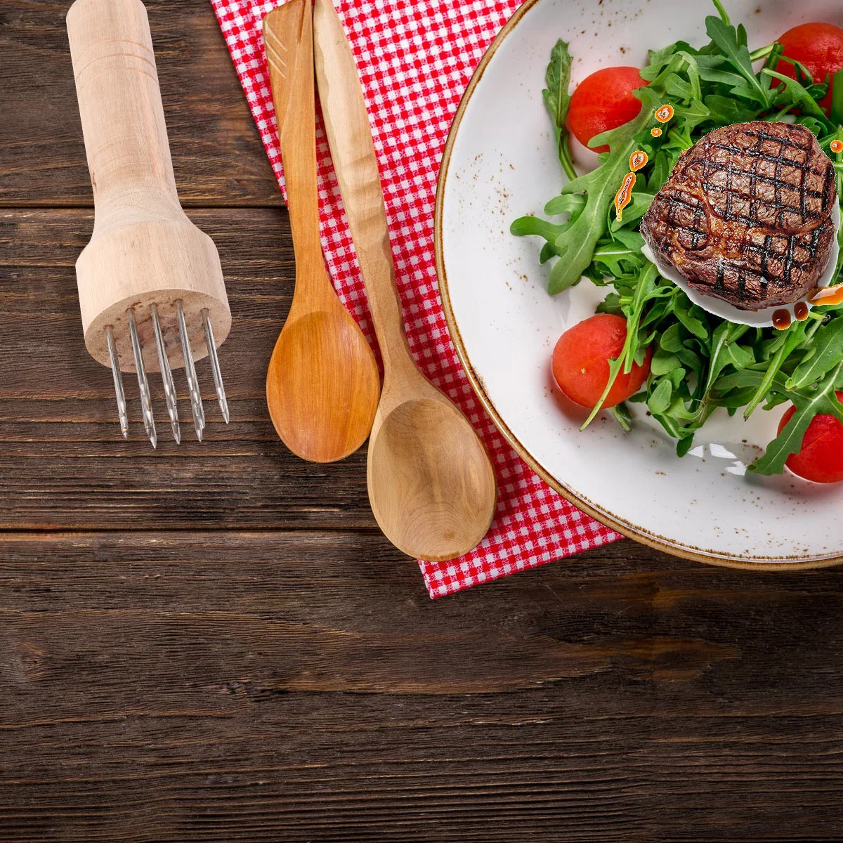 

1 Chef Meat Tenderizer Tool With Handle, Stainless Steel Meat Tenderizer Best For Tenderizing,
