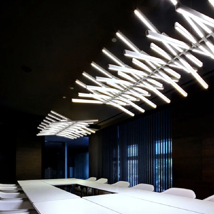 

Nordic Modern Fishbone Shape LED Chandelier Designer Lighting for Office Living Room Kitchen Pendant Light Art Lampadario Lustre