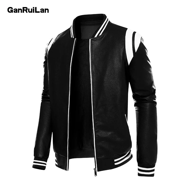 

Mens Motorcycle Leater Jacket Patcwork Casual PU Biker Jackets Men Fasion Autumn Winter Zipper Slim Fit Bomber Jacket Coat