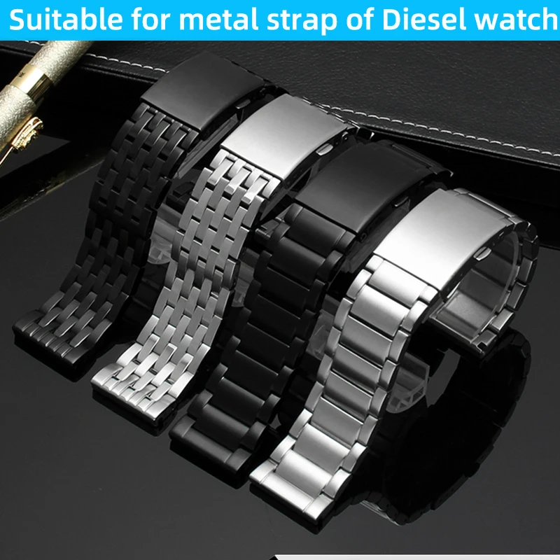 

Applicable to Diesel stainless steel large size watch band men DZ4316 DZ7395 DZ7305 steel band fine steel watch chain 24 26 28mm