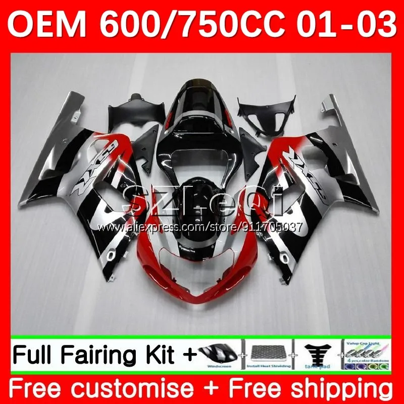 

Красно-серебристая инъекция для SUZUKI GSXR750 K1 GSXR 750 600 CC GSXR-750 GSXR600 01 02 03 GSX-R600 2001 2002 2003 обтекатель 74LQ.5